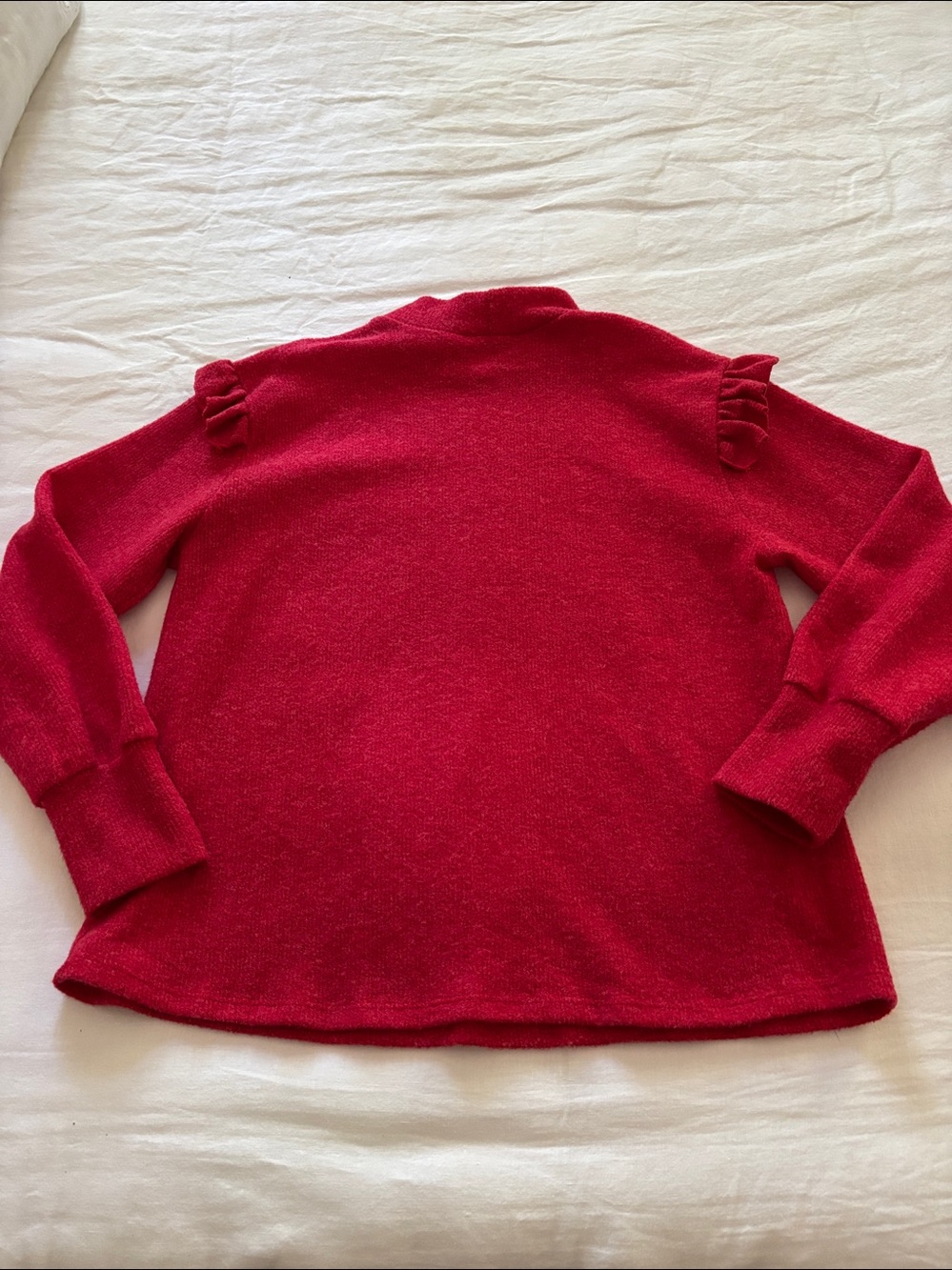 Ces Femme Red Ruffle Sweater Medium - Picture 6 of 6